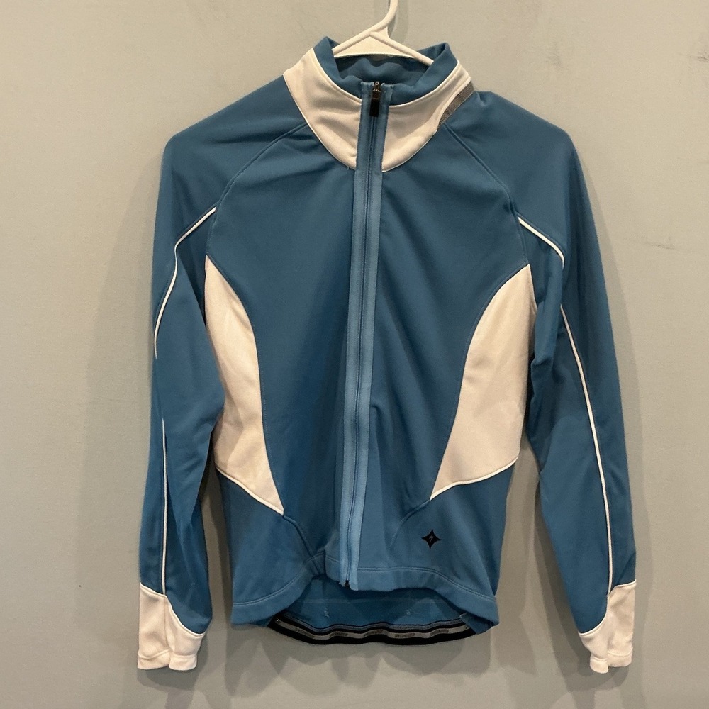 Specialized Womens  Full Zip Cycling Eureka Jersey Jacket M Blue White Pocket